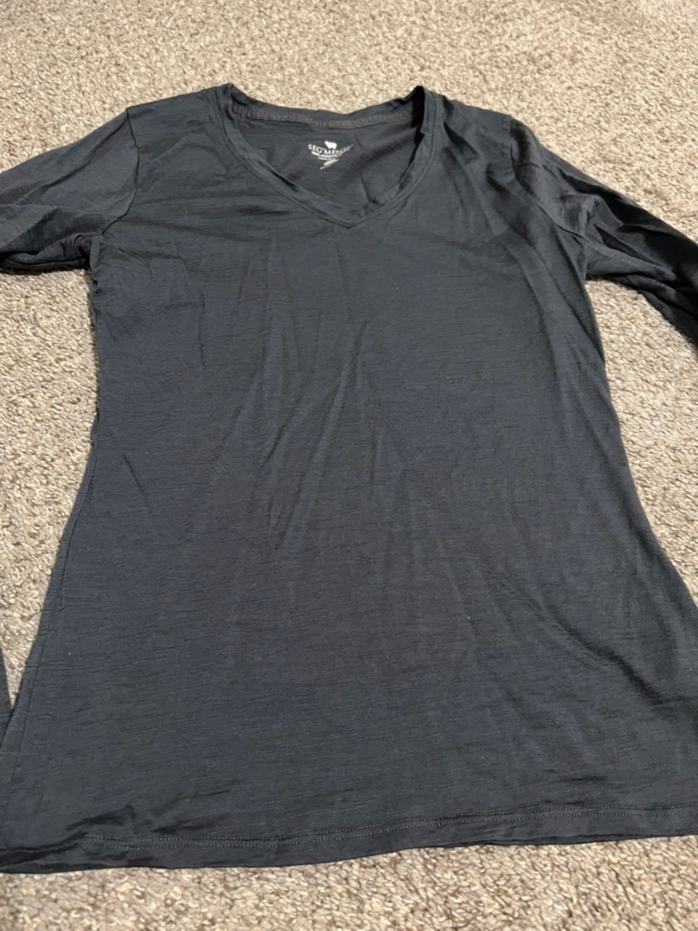 Seg’Ments Women's Gray 100% Merino Wool V-Neck Long Sleeve Tee Size Small - Picture 9 of 9